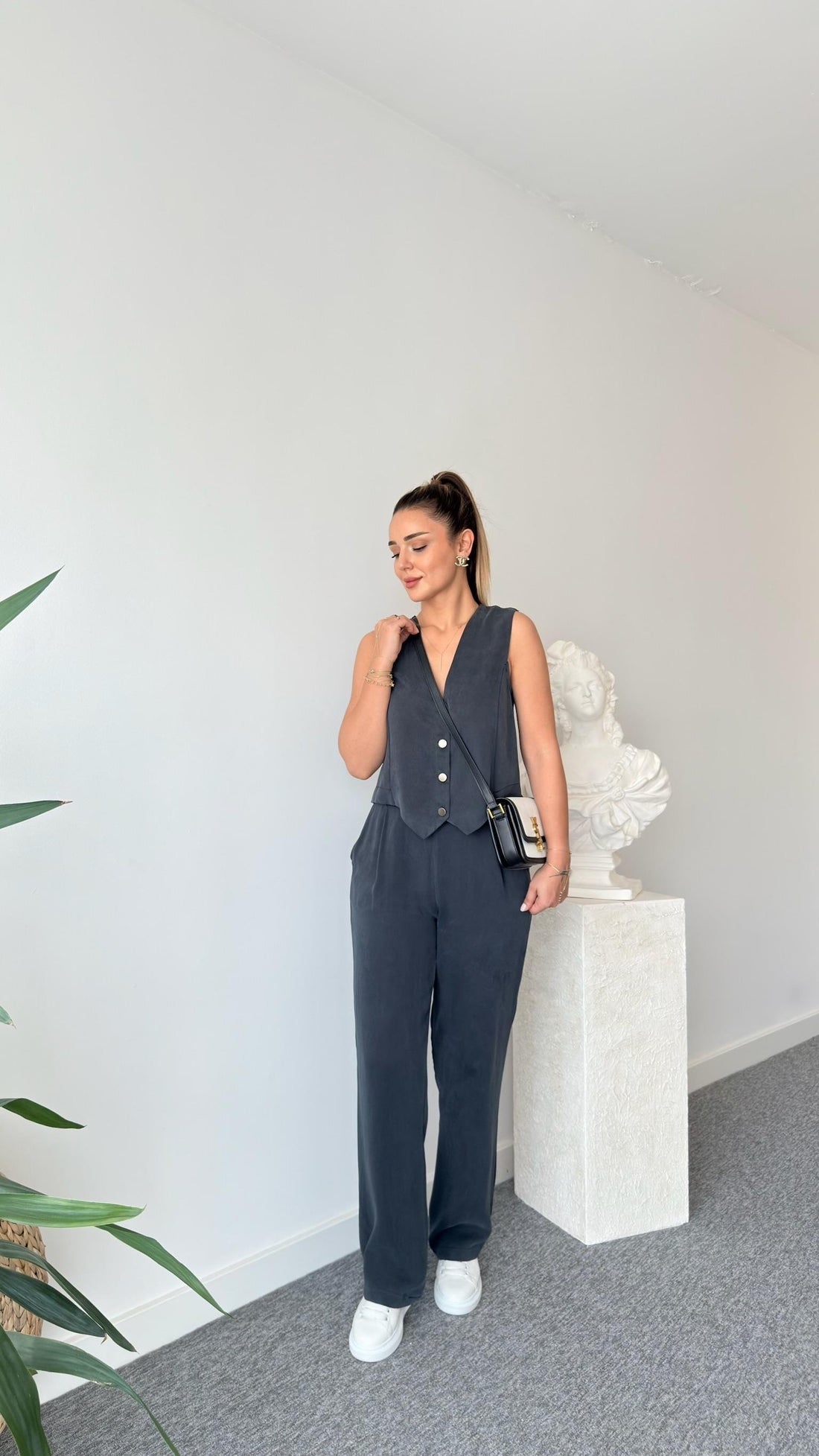 Anthracite Clare Tencel Suit with Vest