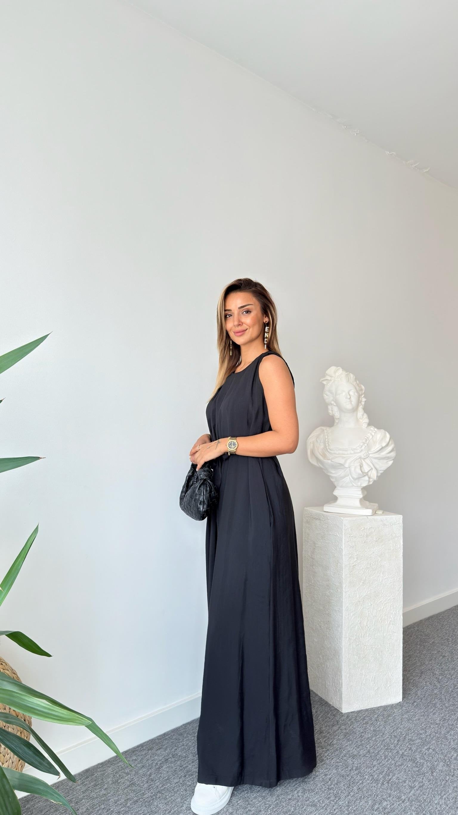 Black Maja Orj Brand Belted Jumpsuit
