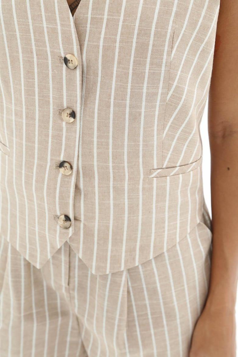 Carla Sparkly Vest Shorts Set Beige