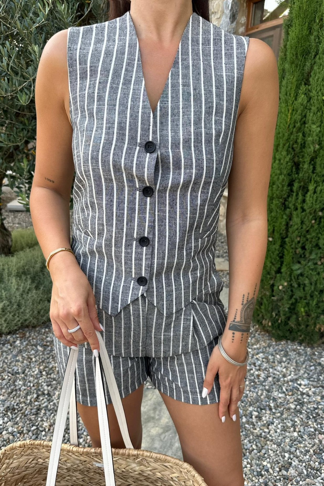 Carla Sparkly Vest Shorts Set Grey