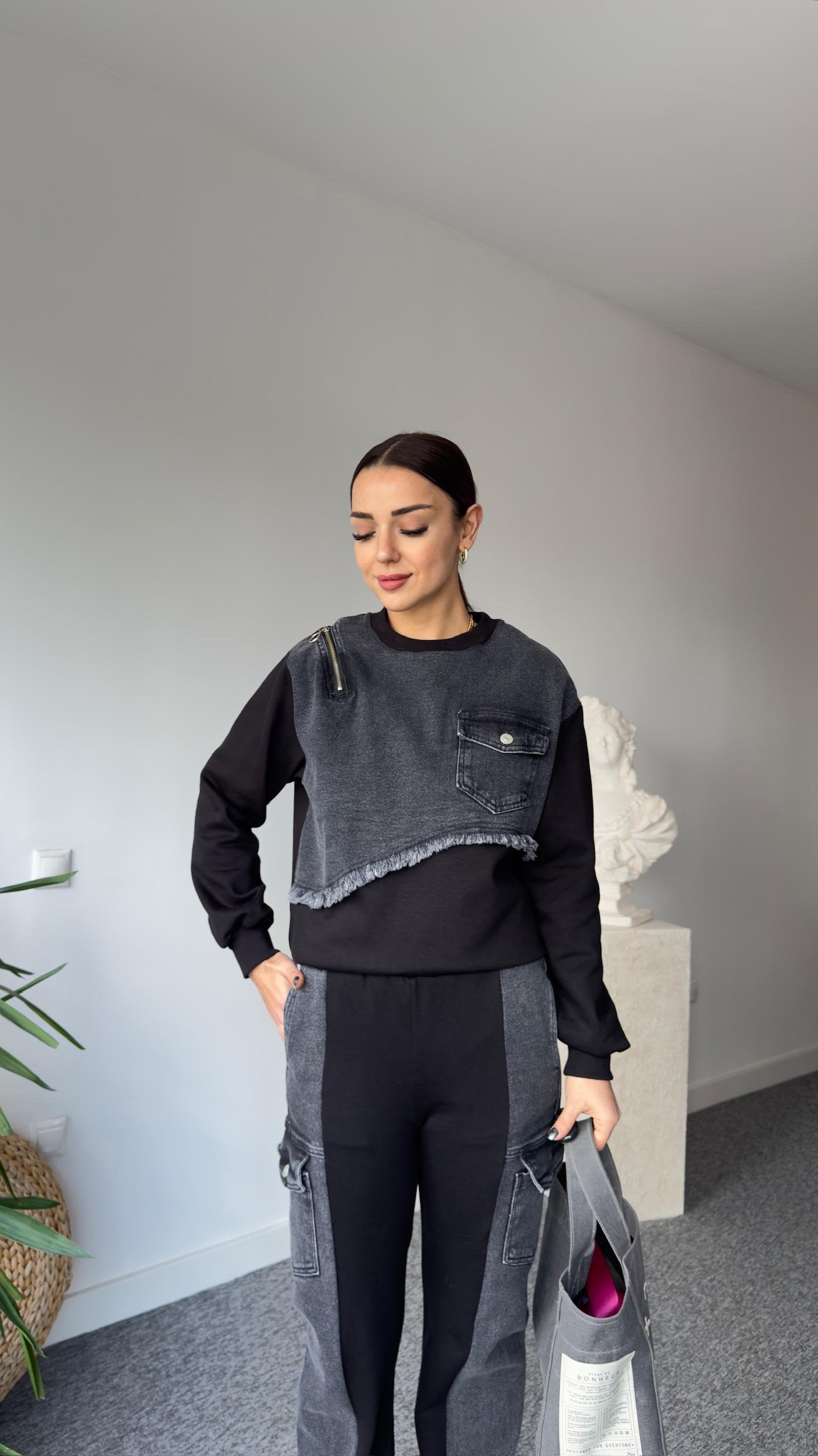 Vives Anthracite Denim Detailed Suit