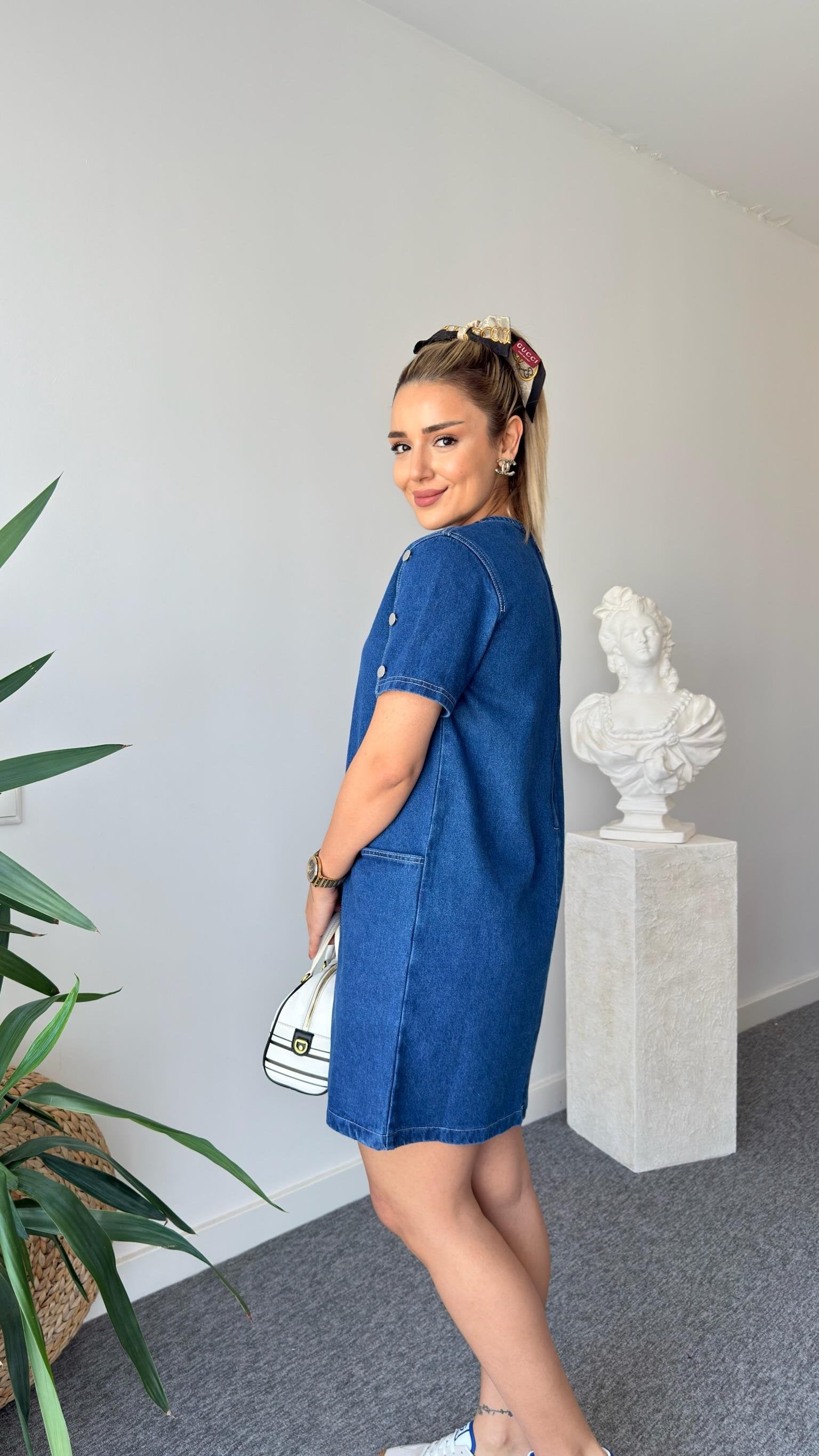 Vain Front Pocket Jean Dress