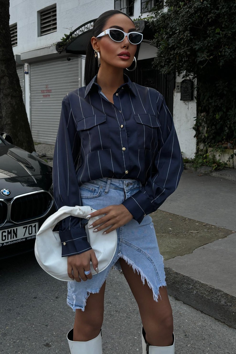 Chanel Satin Premium Striped Shirt