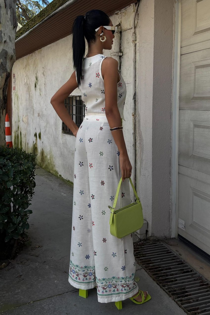 Floral Printed Waterway Linen Trouser Suit