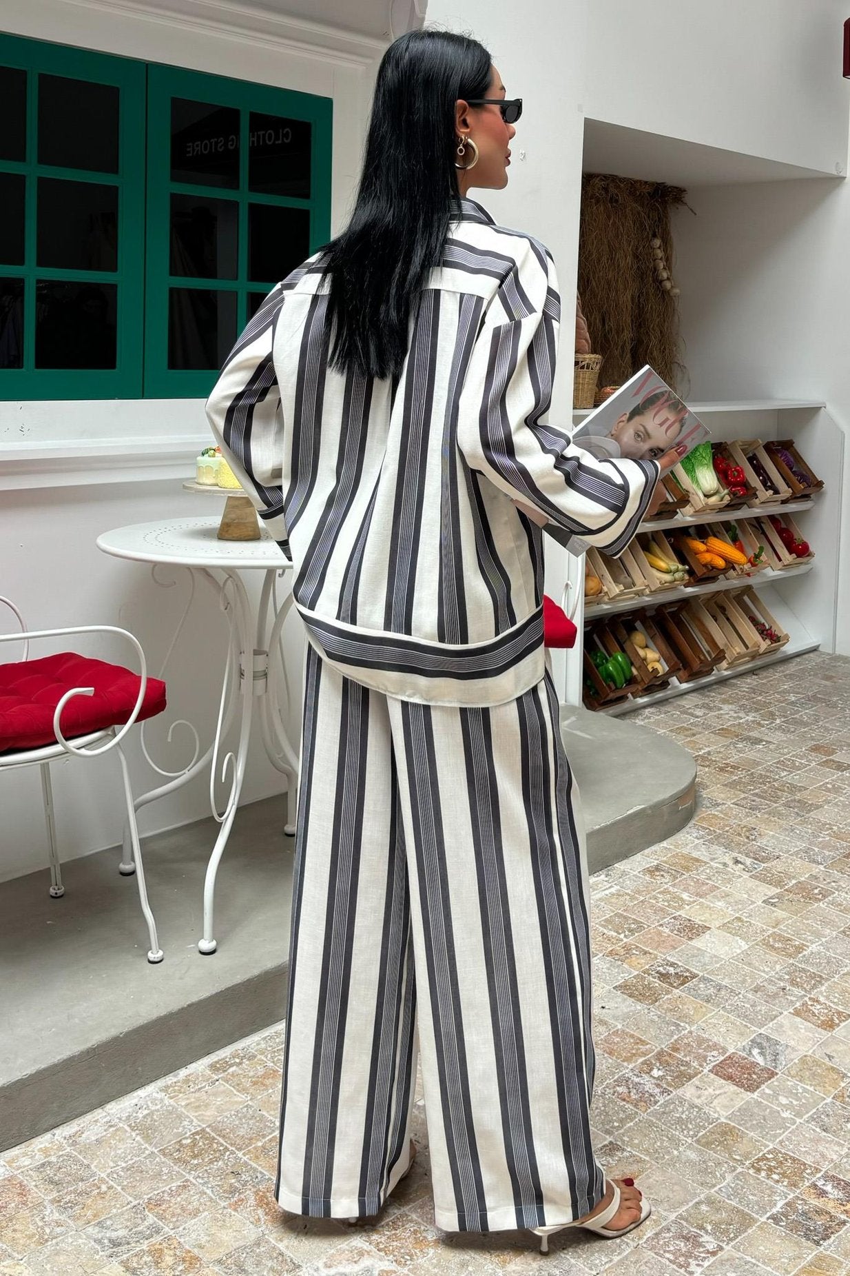 Striped Linen Trousers and Shirt Set