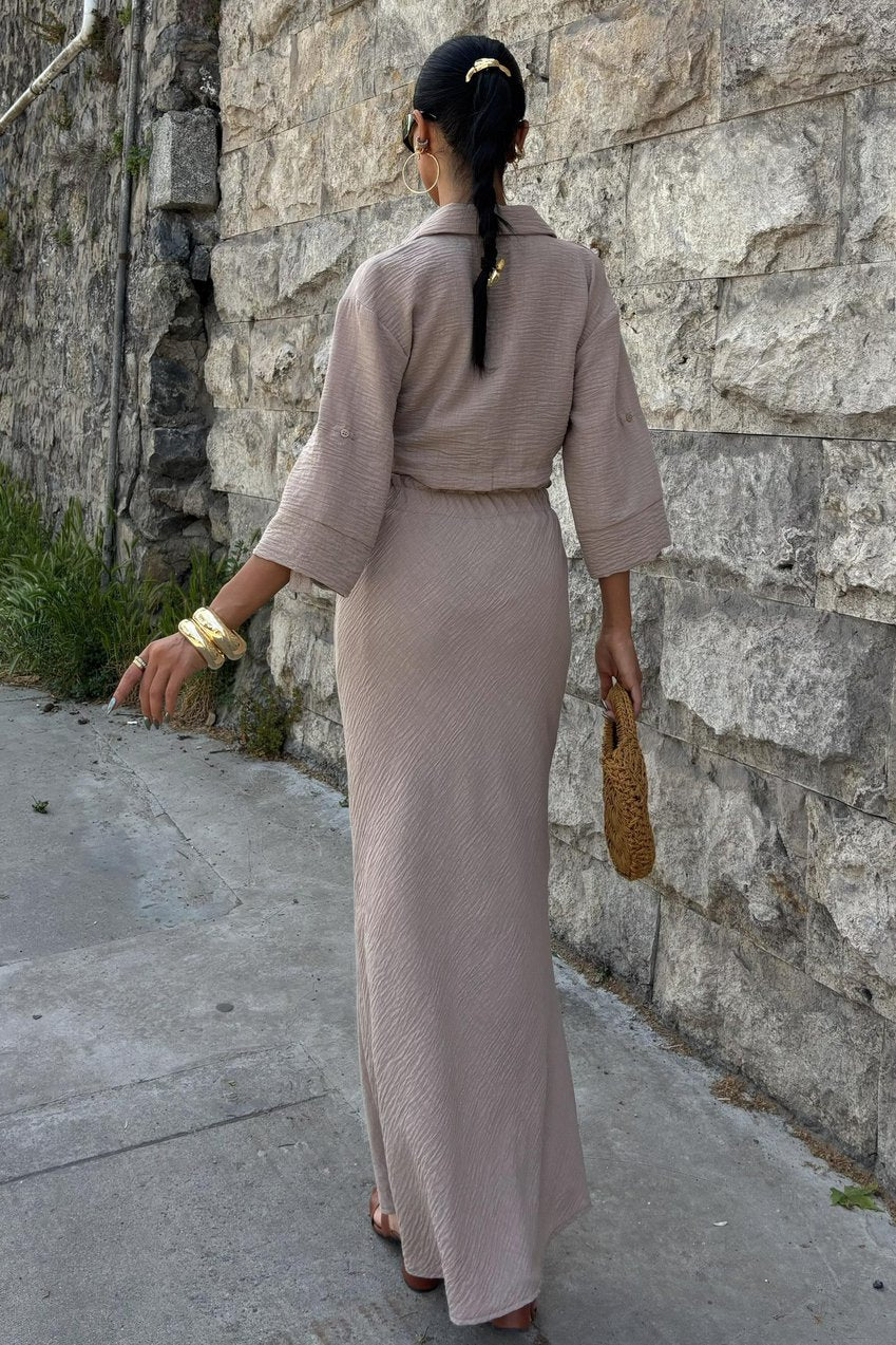 Crop Shirt and Pleated Skirt Design Suit Silver