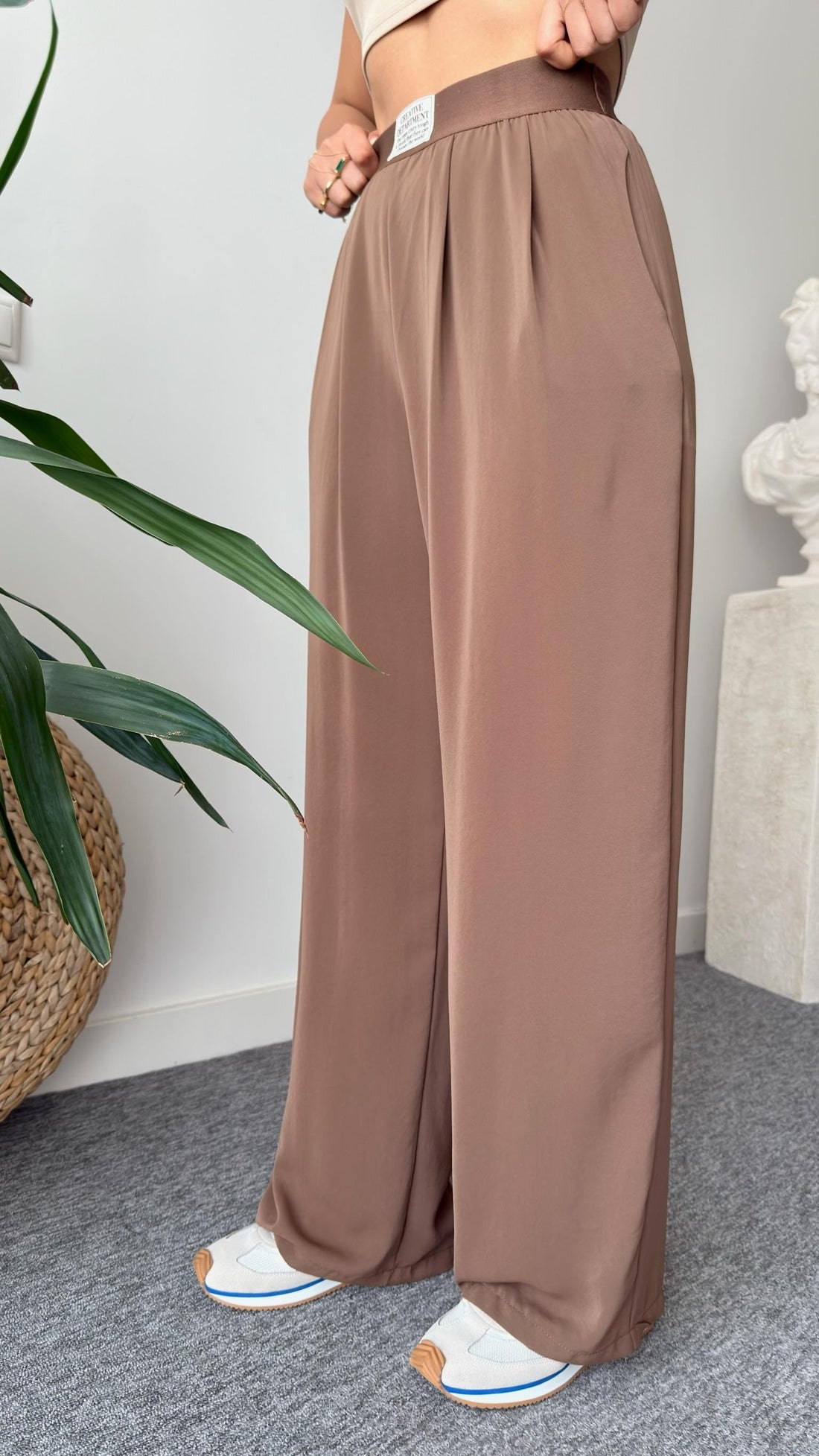 Brown Utaka Elastic Waist Trousers