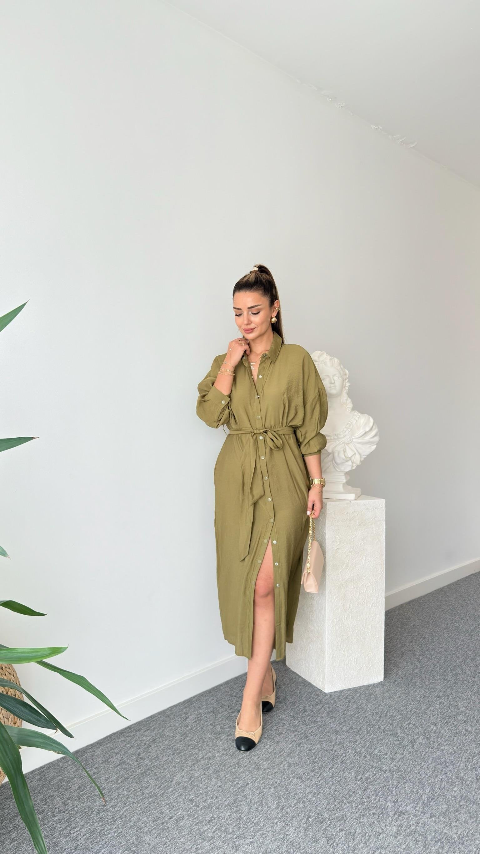 Olive Serna Orj Brand Snap Button Tencel Dress
