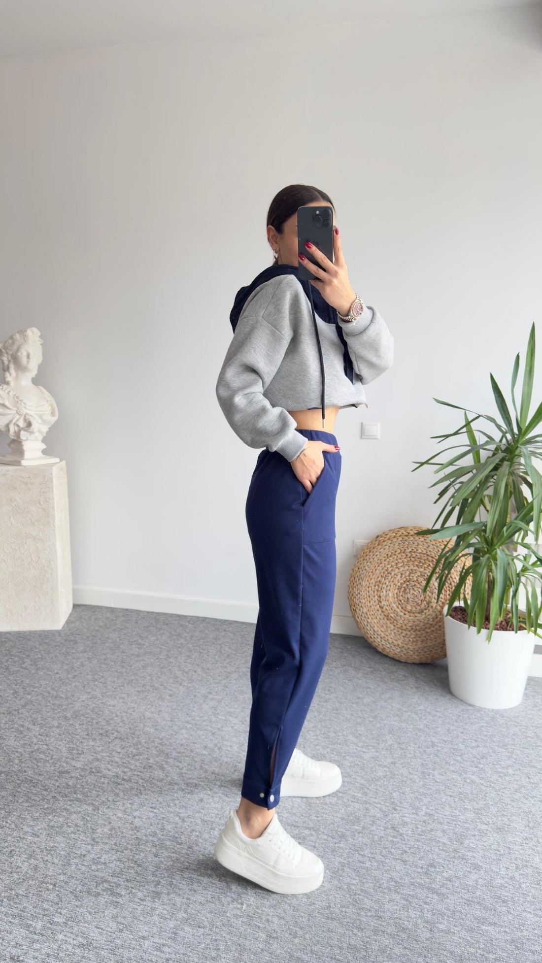 Oys Buttoned Navy Modal Sweatpants