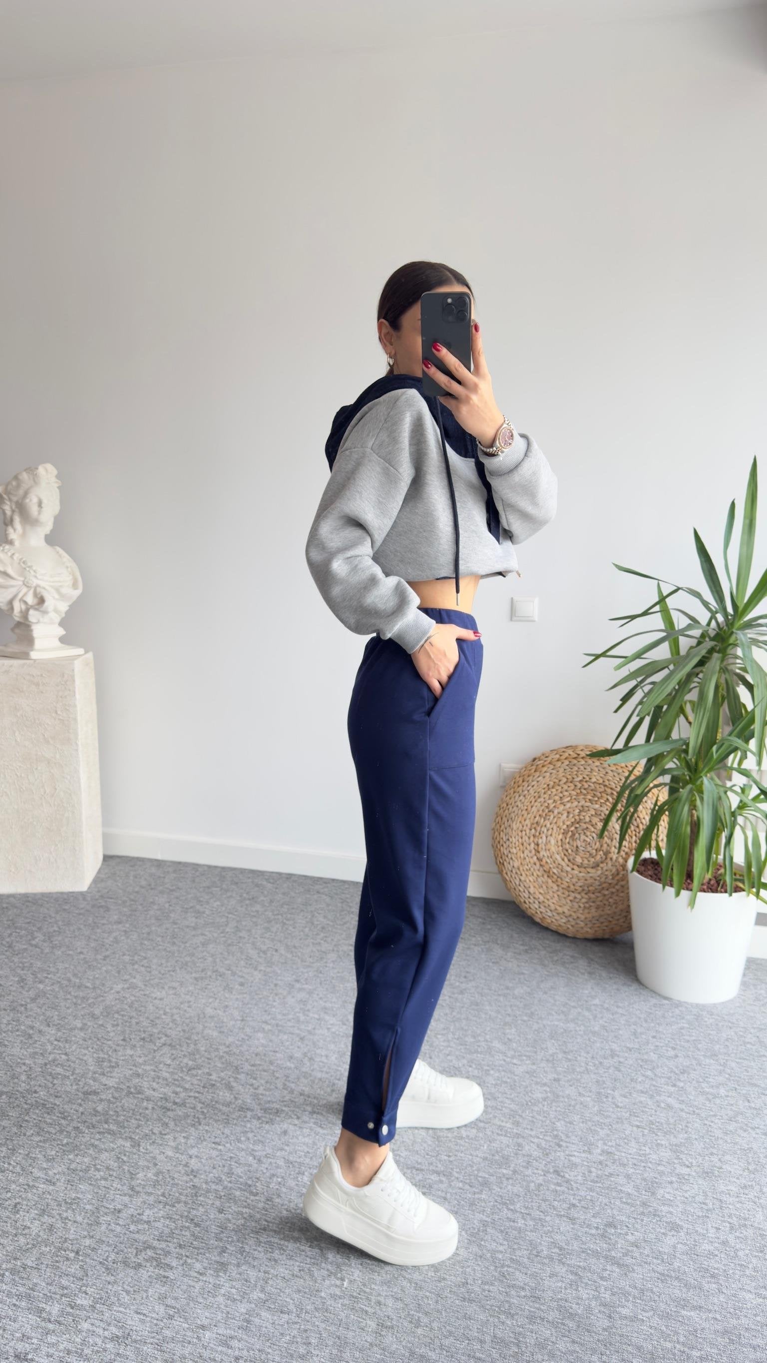 Oys Buttoned Navy Modal Sweatpants