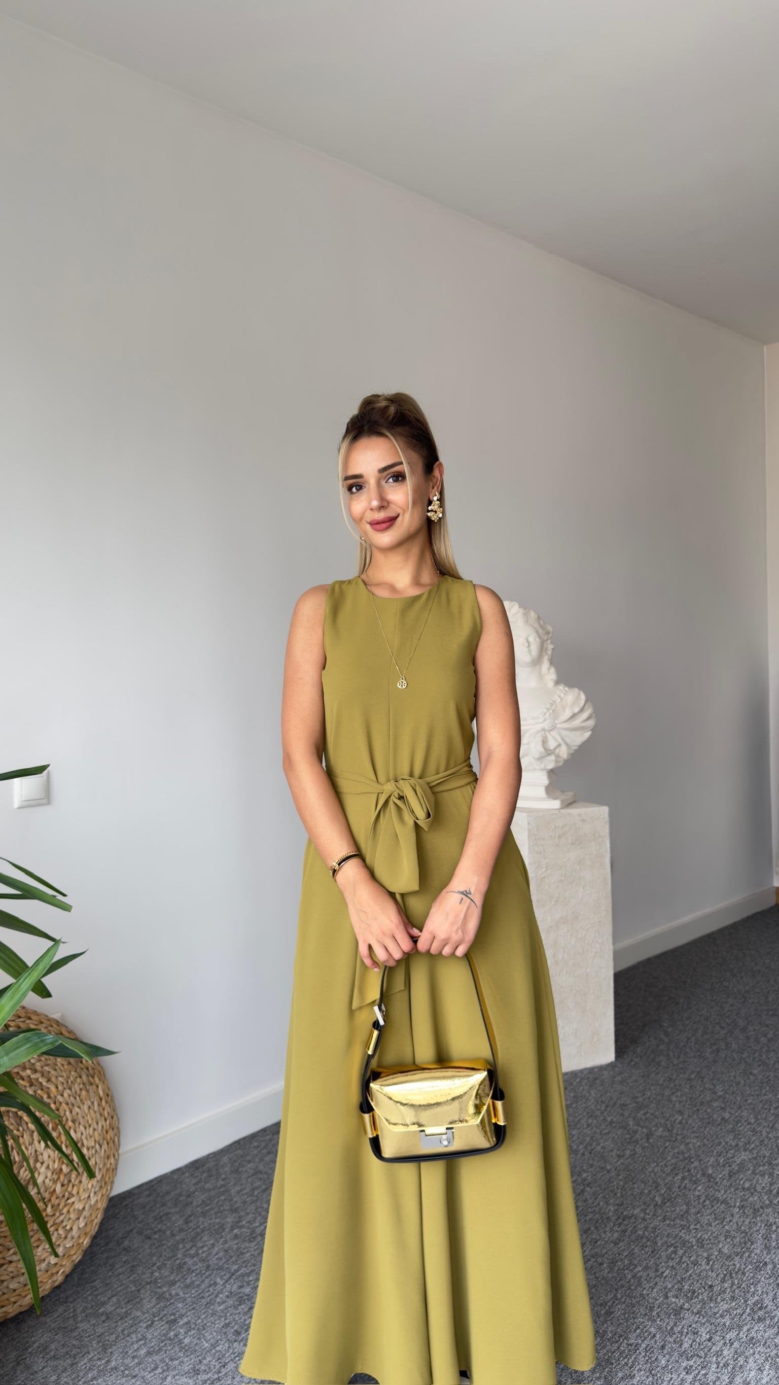 Carta Belted Olive Wide Leg Jumpsuit