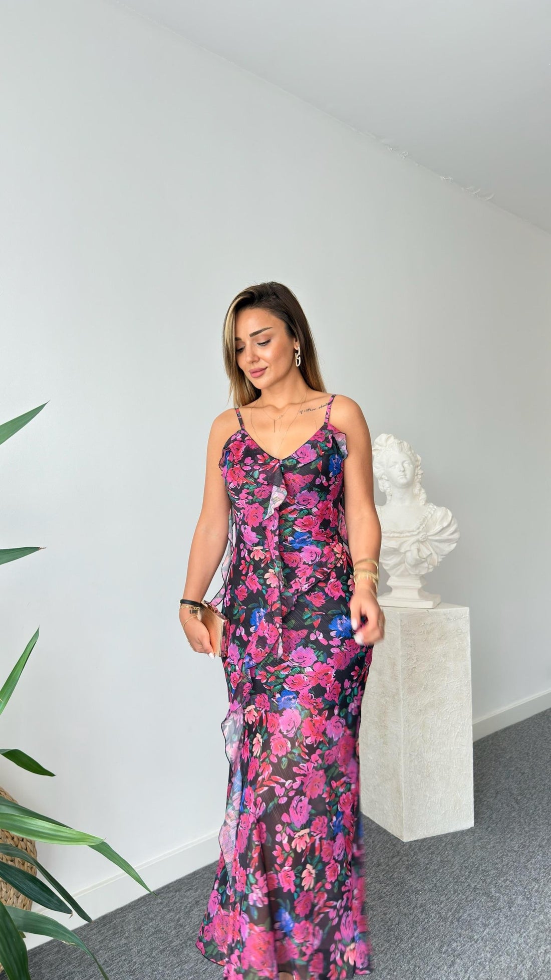Ipkyl Model Ruffled Rope Strap Dress