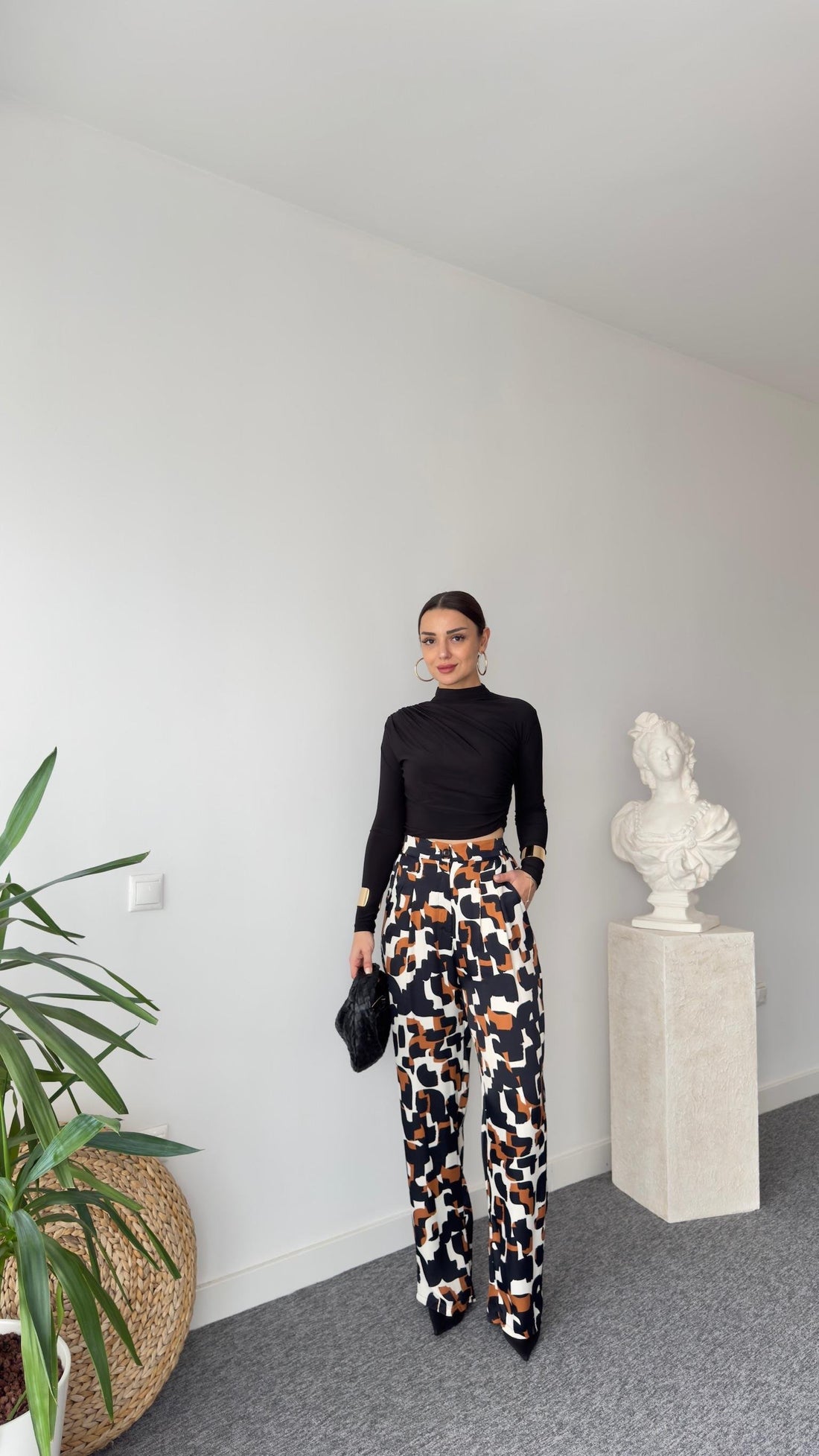 Brown Geometric Pattern Trousers