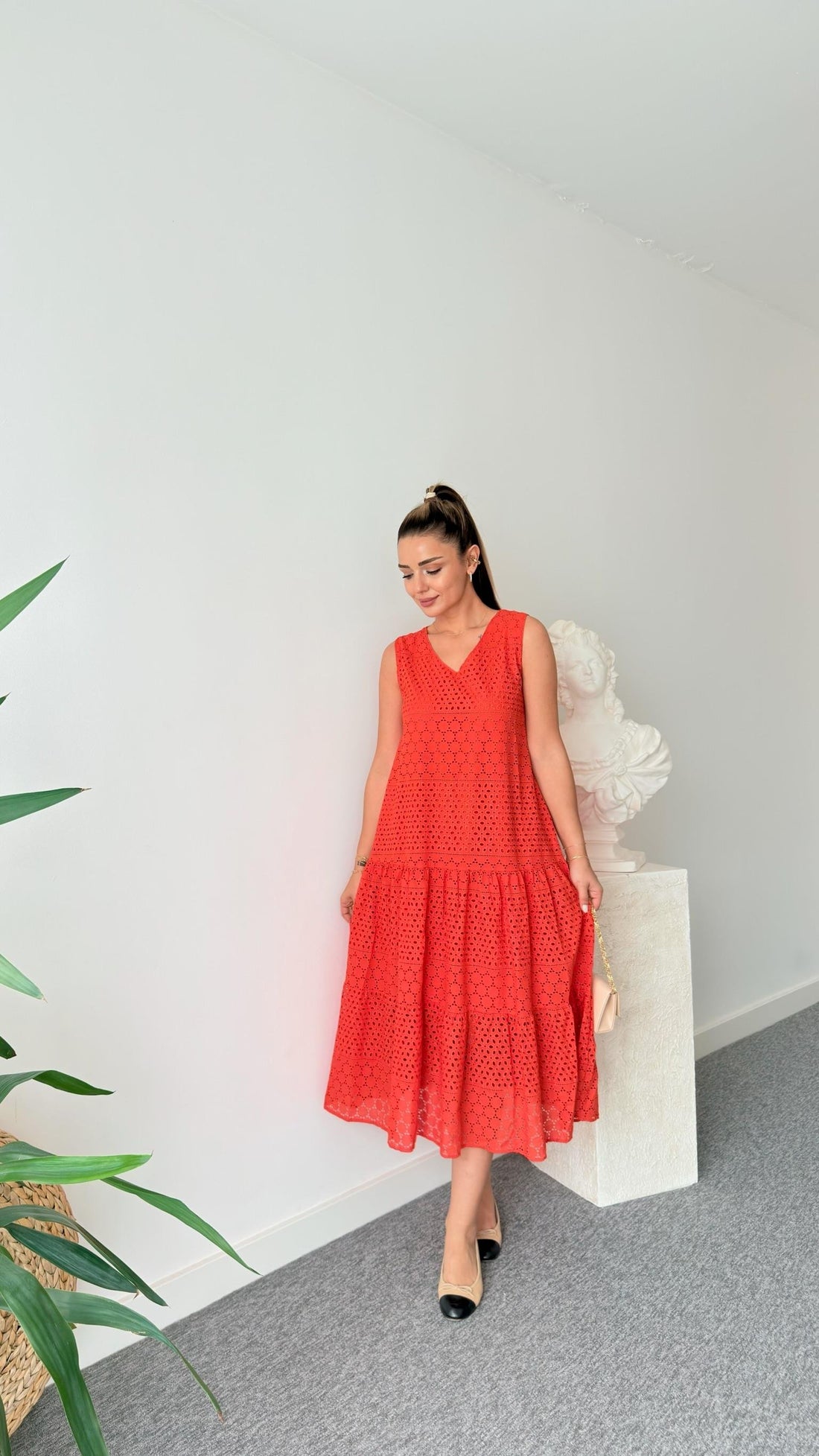 Orange Oslo V-Neck Cutaway Dress