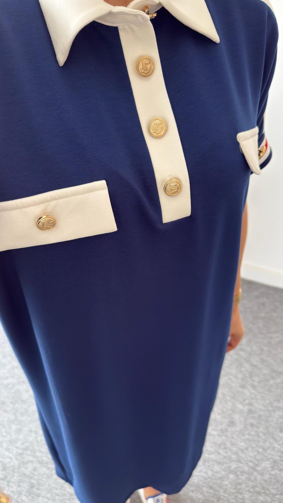 Jamin Polo Collar Navy Blue Modal Dress