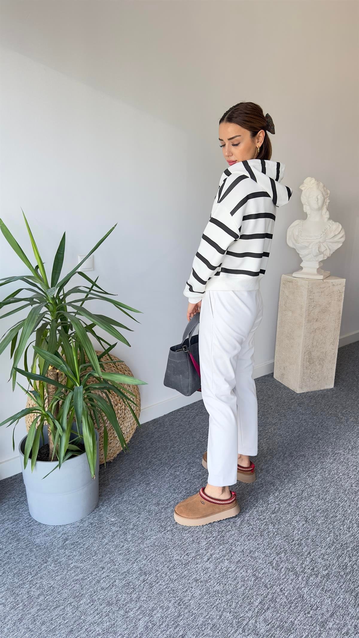Black Striped Raised Sweater