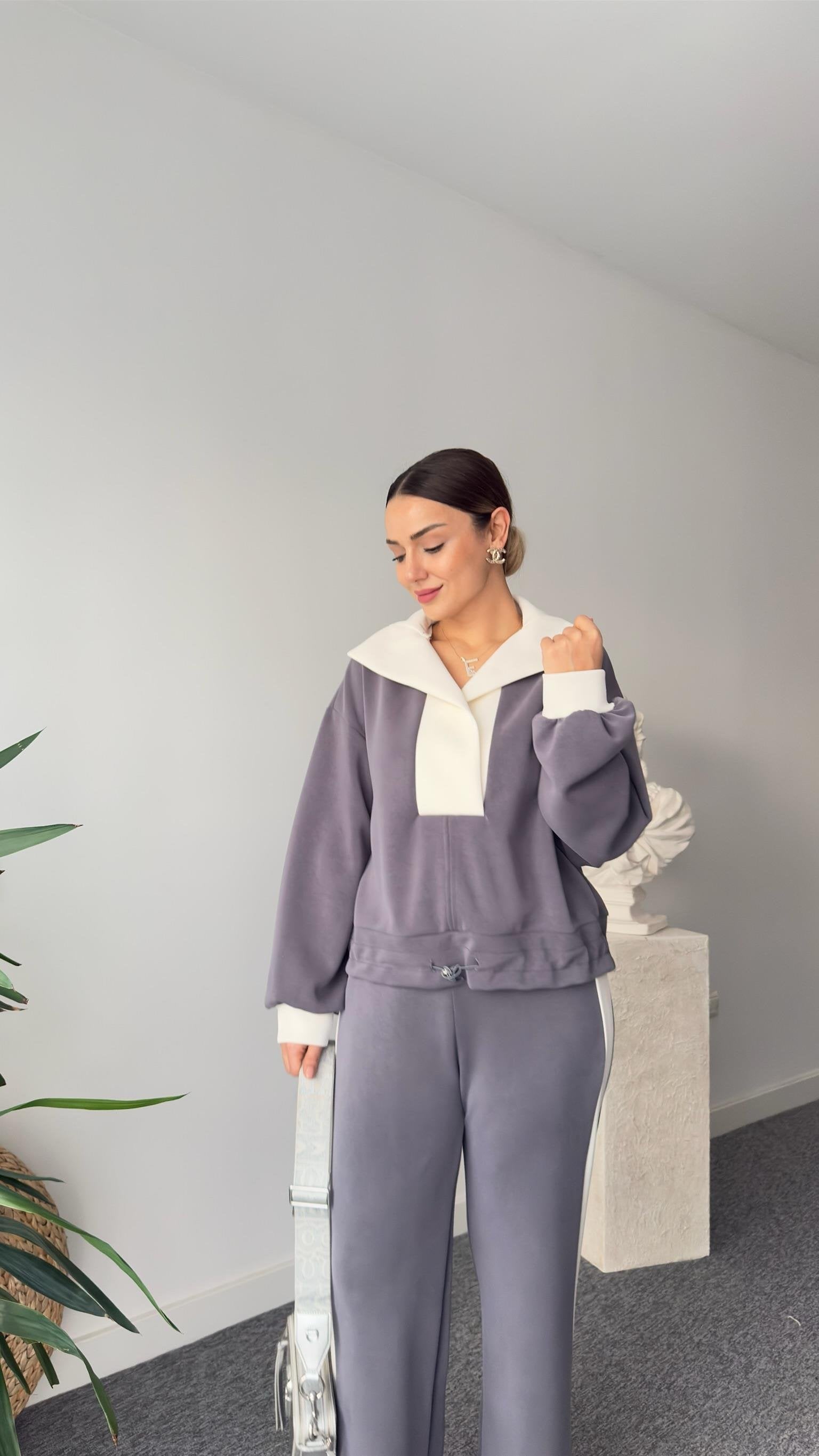 Grey Color Transitional Premium Oys Modal Suit