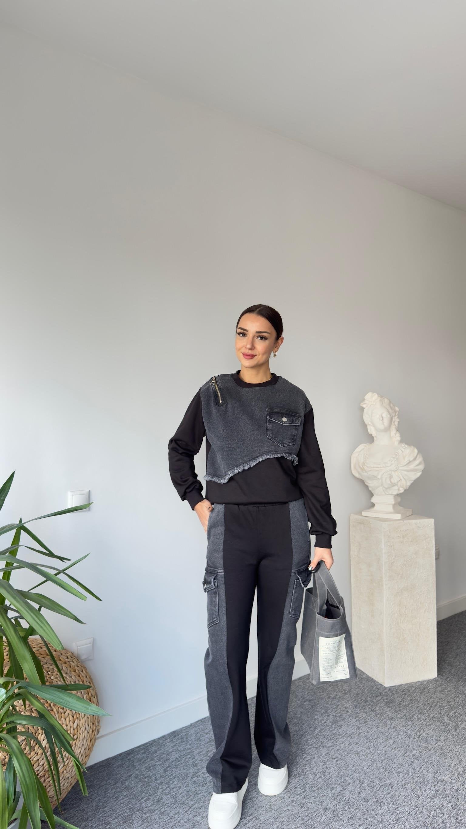 Vives Anthracite Denim Detailed Suit