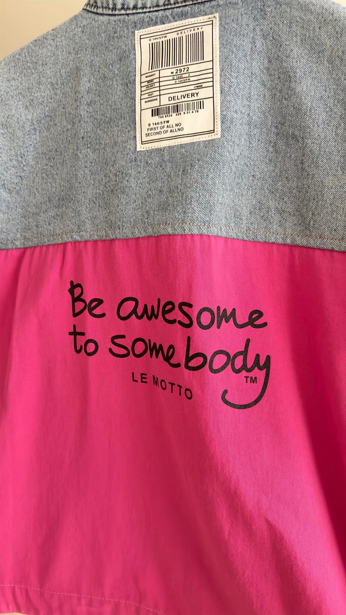 Two-Tone Design Jacket with Back Writing