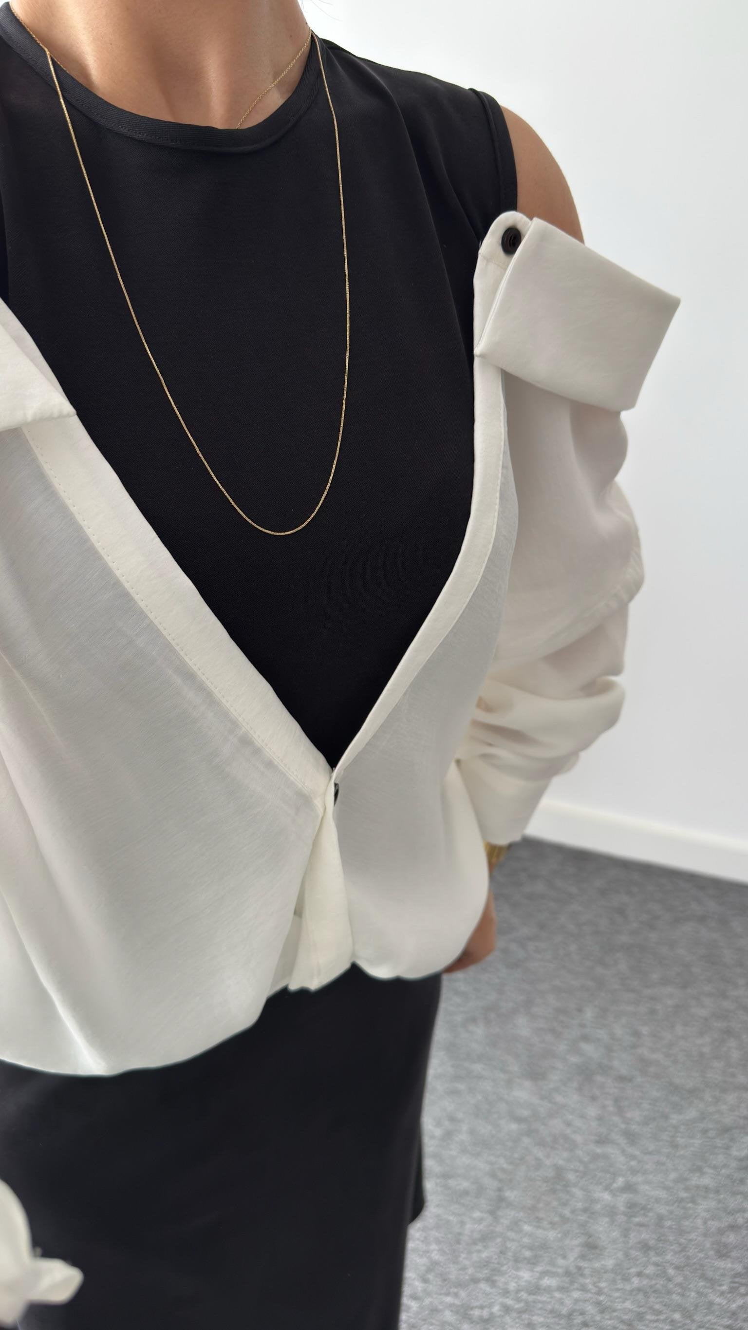 Black Premium Shirt Detailed Modal Dress