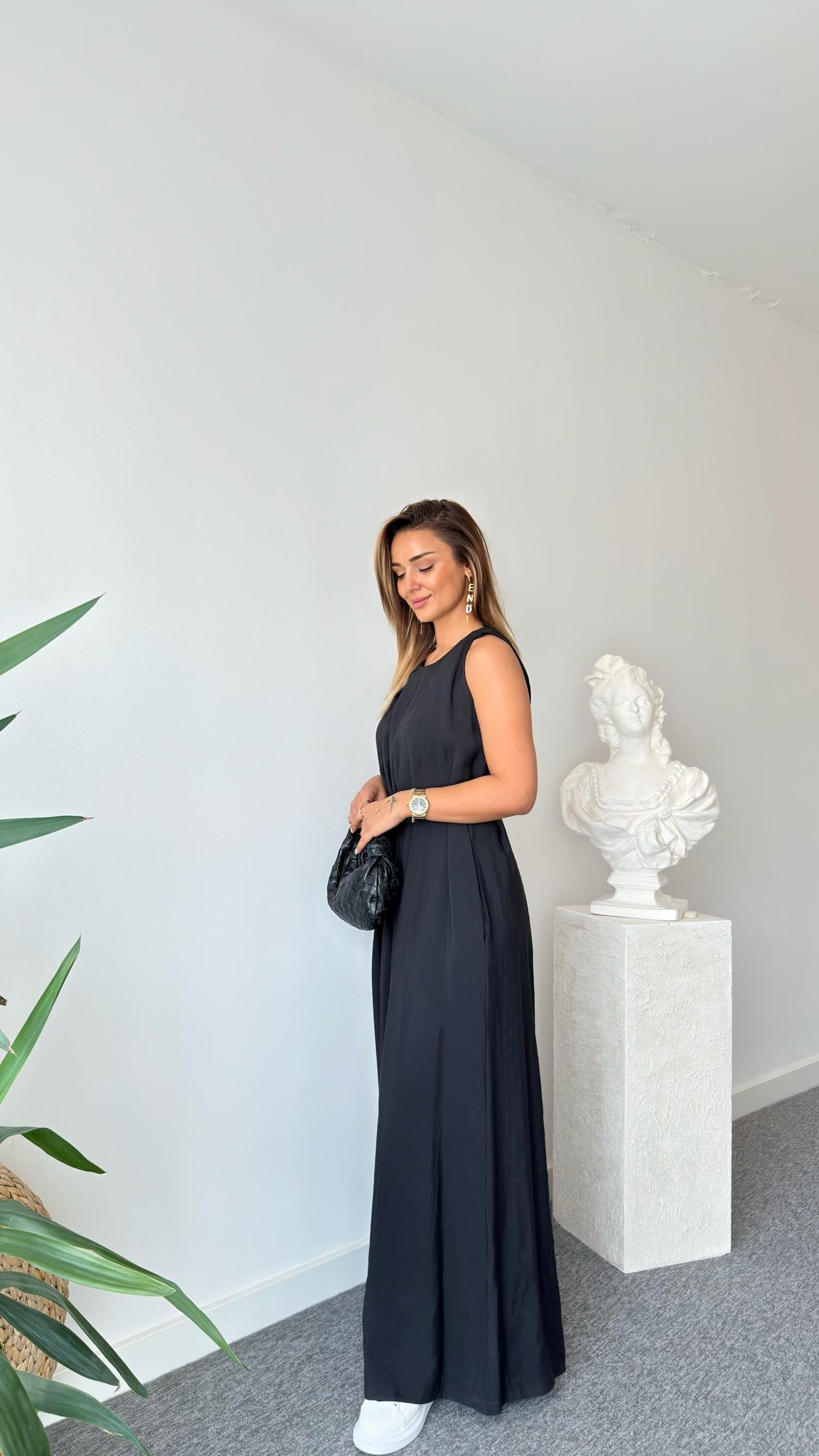 Black Maja Orj Brand Belted Jumpsuit
