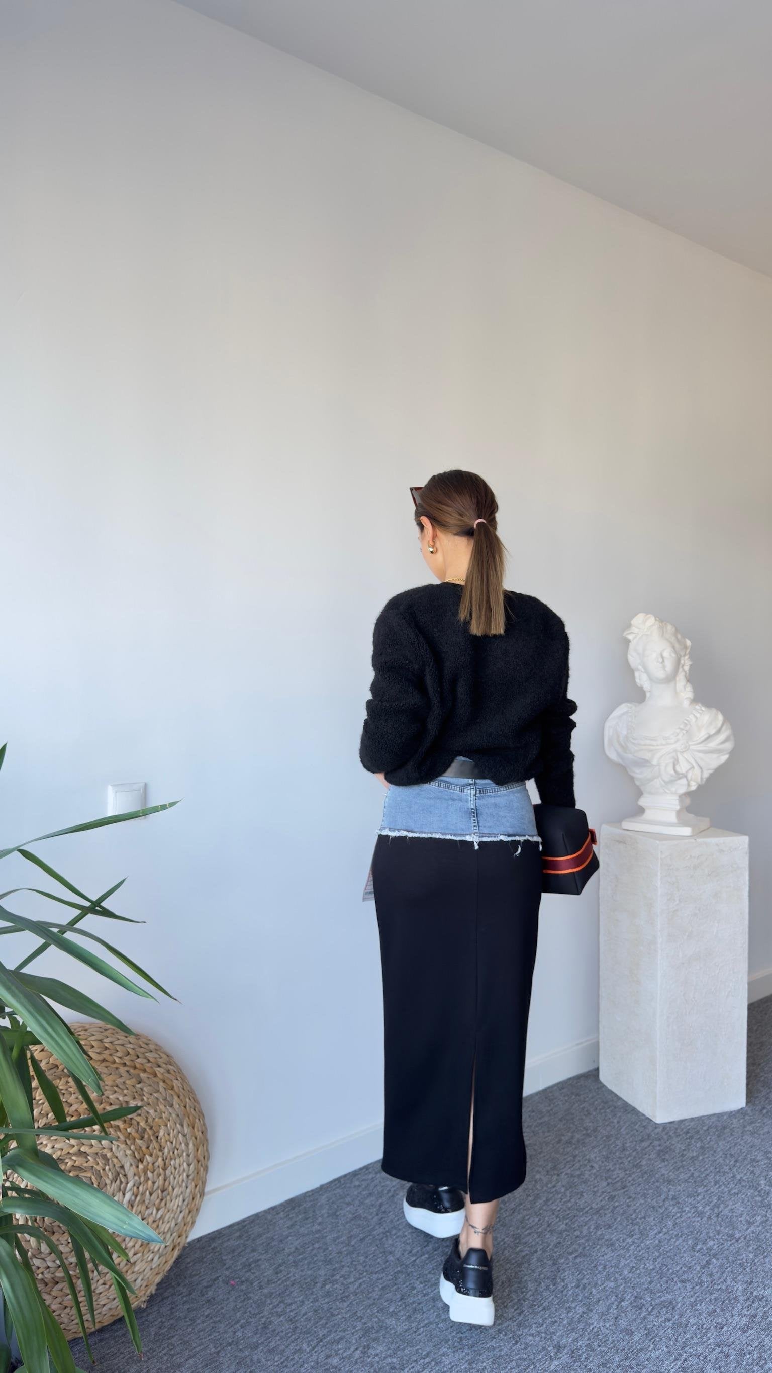 Denim Garnish Design Combed Cotton Skirt