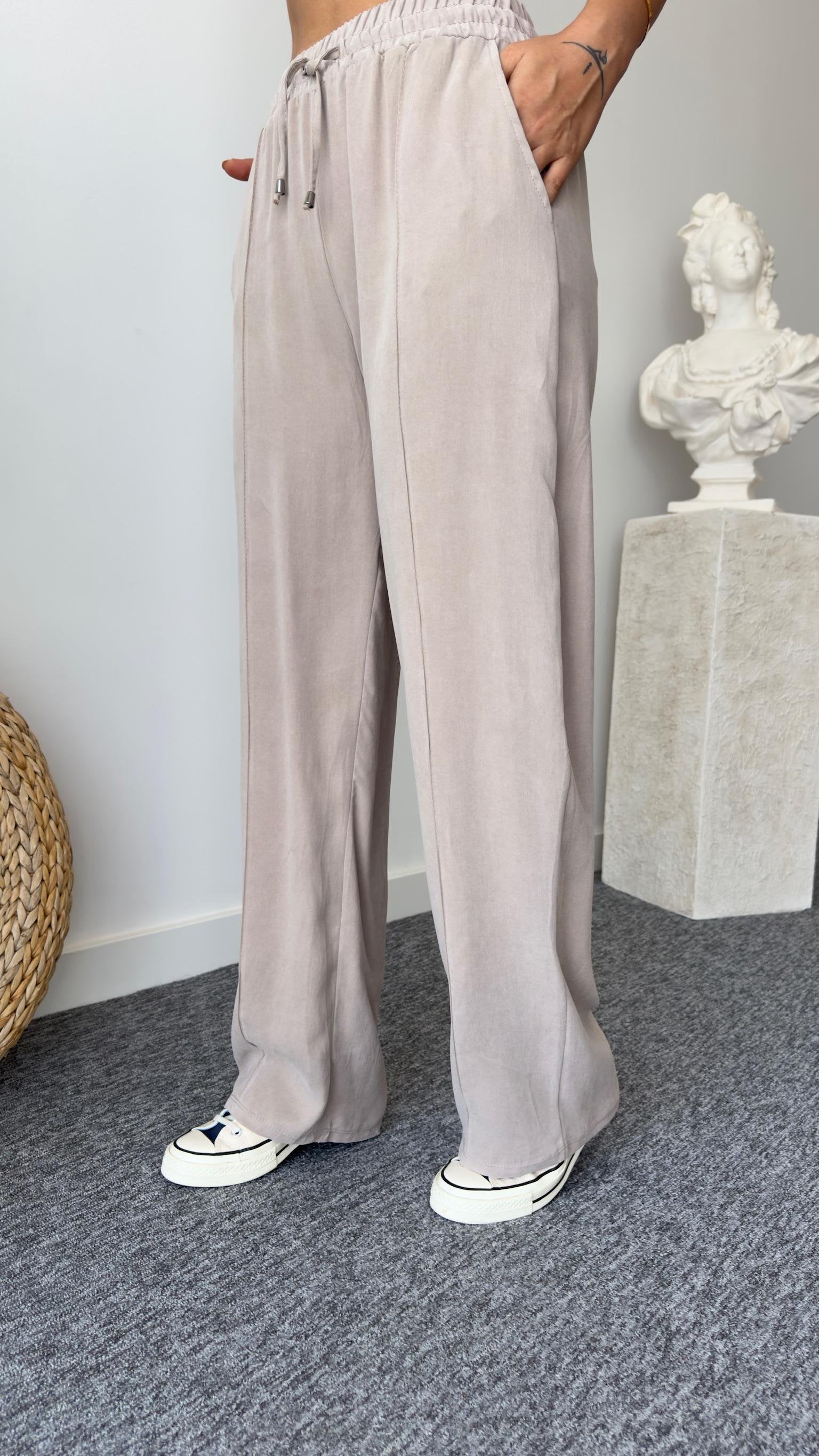 Orj Brand Washed Beige Tencel Trousers