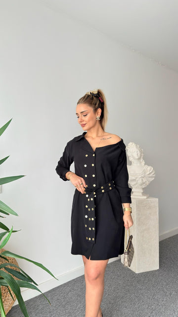 Serge Brand Model Belted Tencel Dress