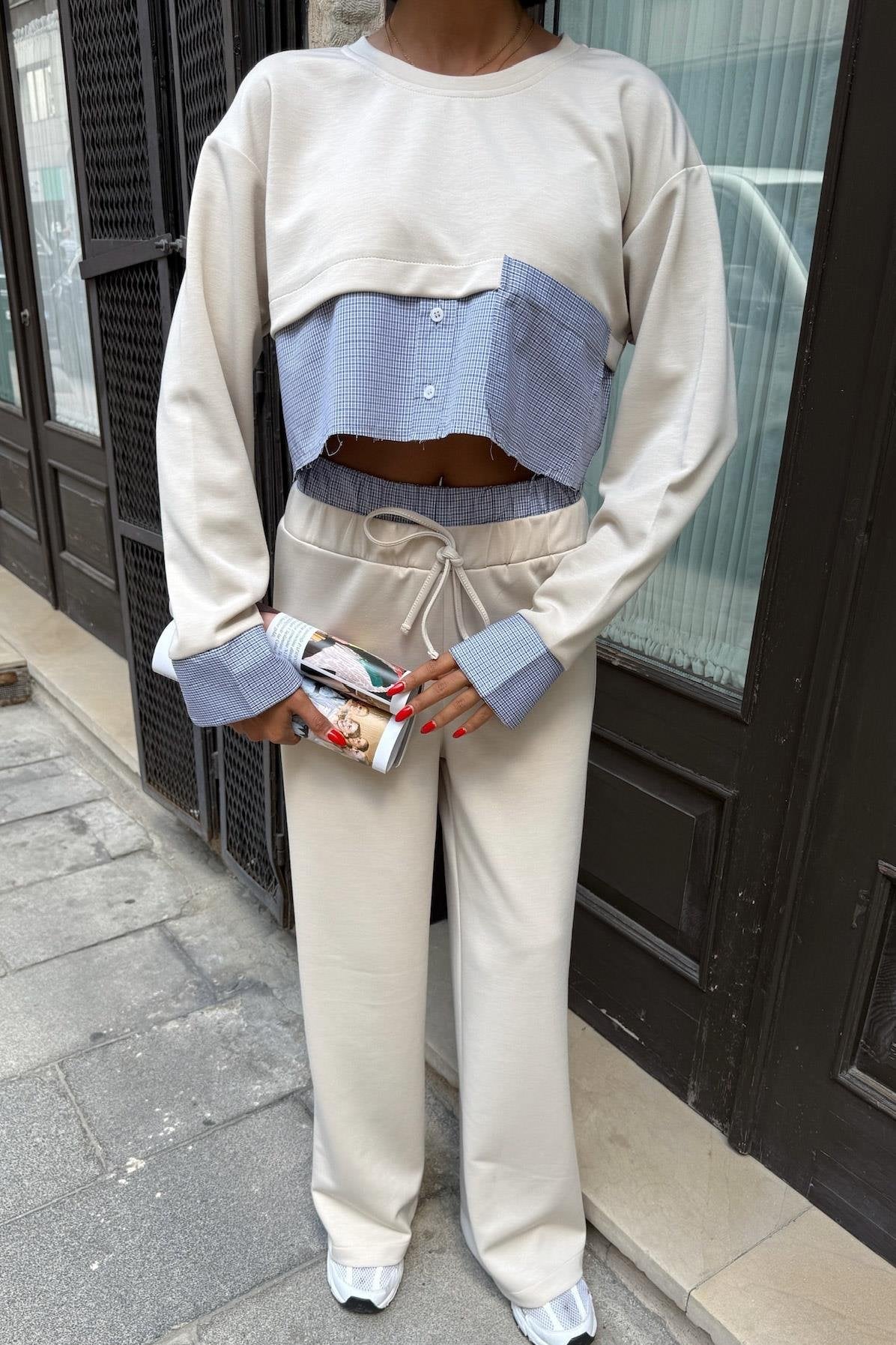 Garni Detailed Comfortable Modal Suit White