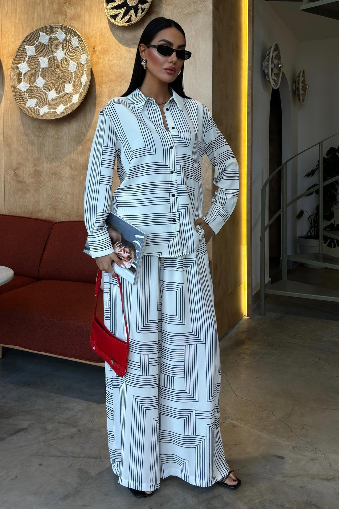 Geometric Striped Jessica Fabric Suit
