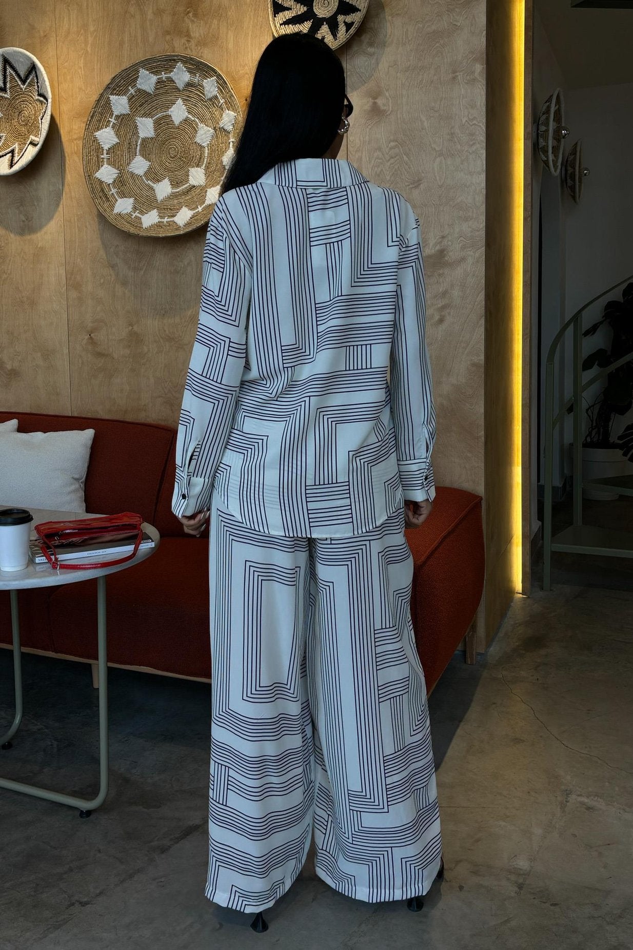 Geometric Striped Jessica Fabric Suit