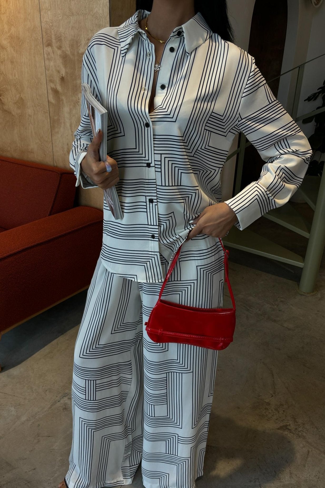 Geometric Striped Jessica Fabric Suit