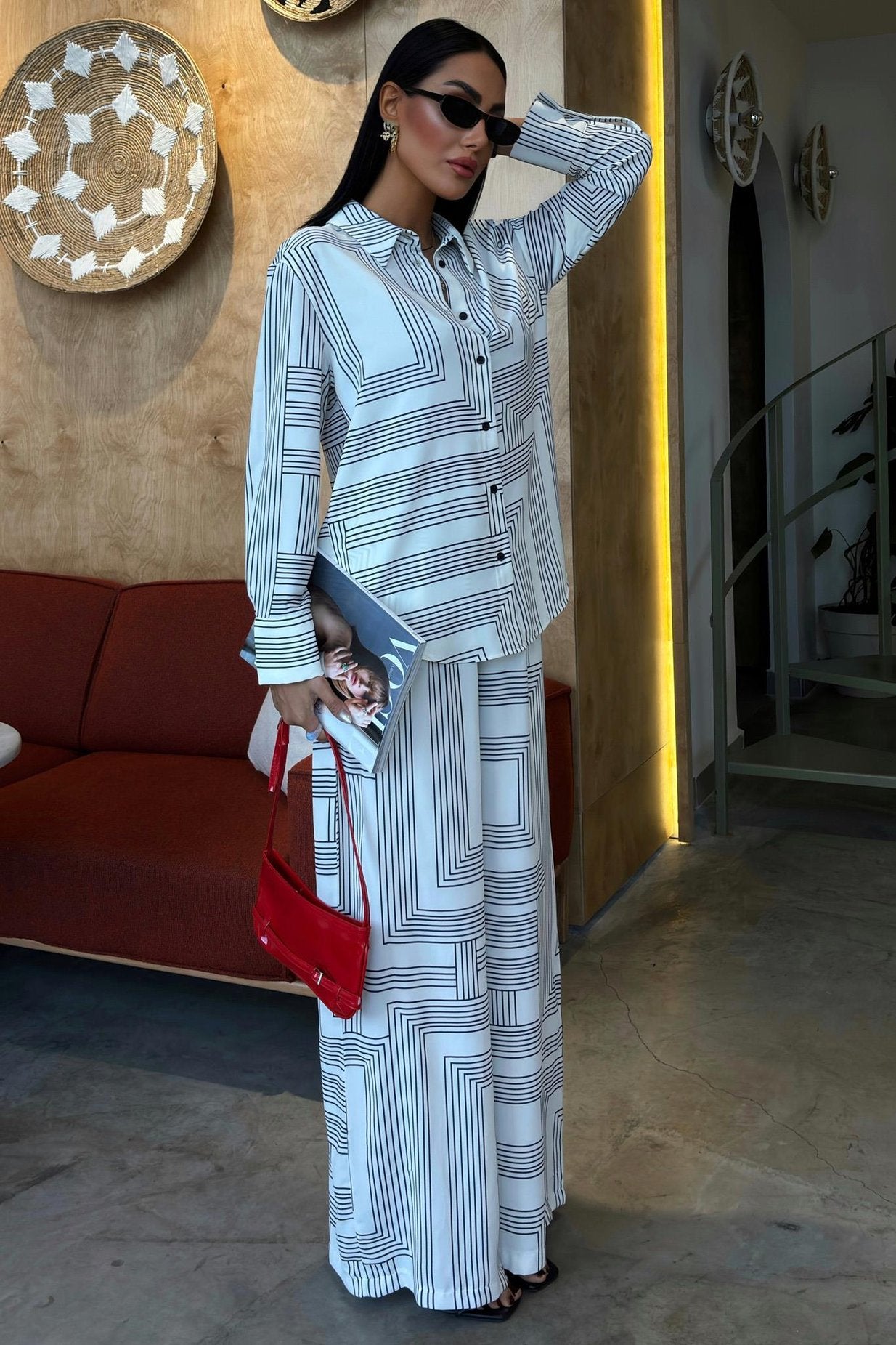 Geometric Striped Jessica Fabric Suit