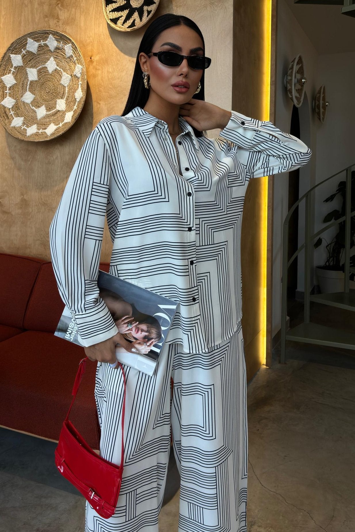 Geometric Striped Jessica Fabric Suit