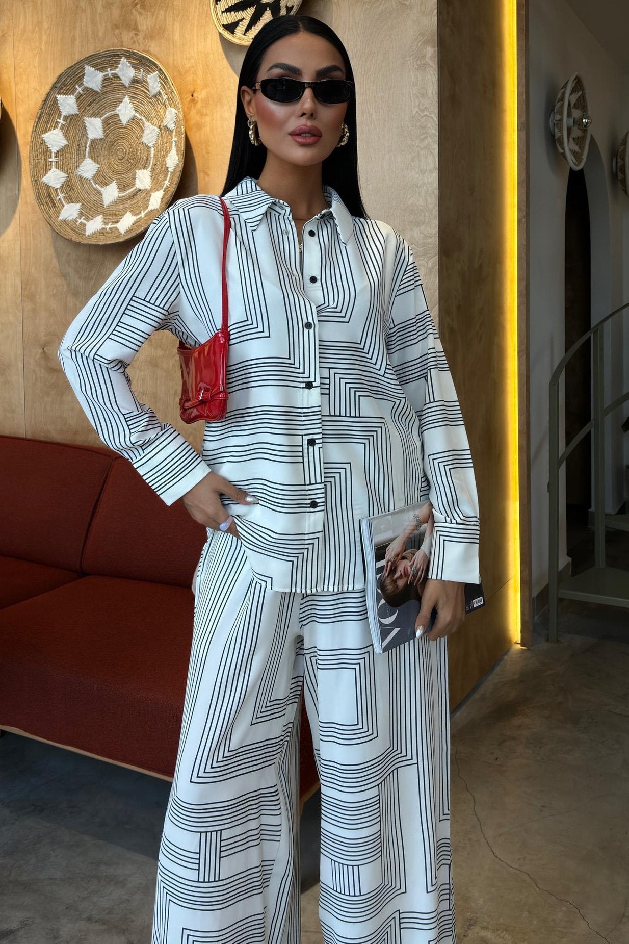Geometric Striped Jessica Fabric Suit