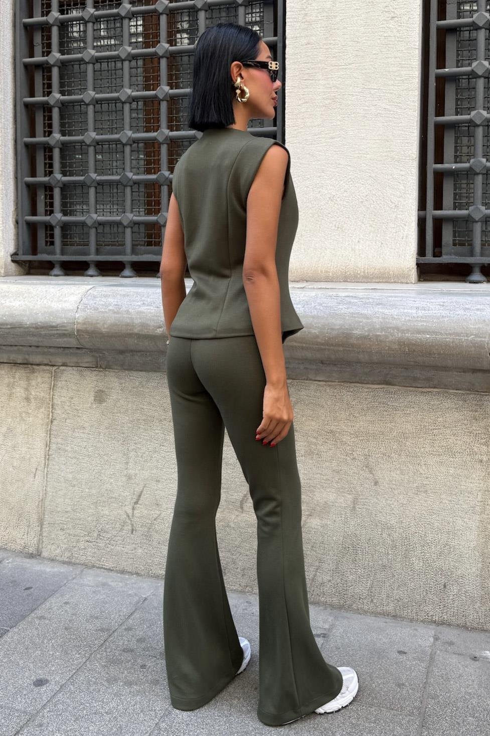 Modal Suit with Gold Buttoned Vest and Spanish Trousers green