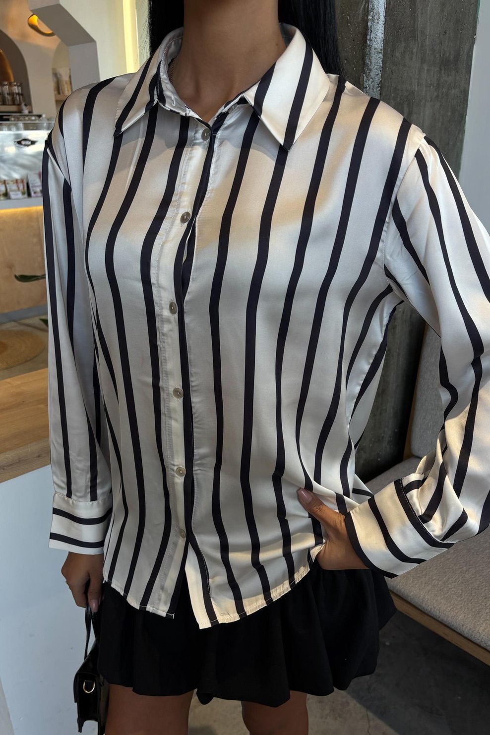 Pinstripe Satin Shirt