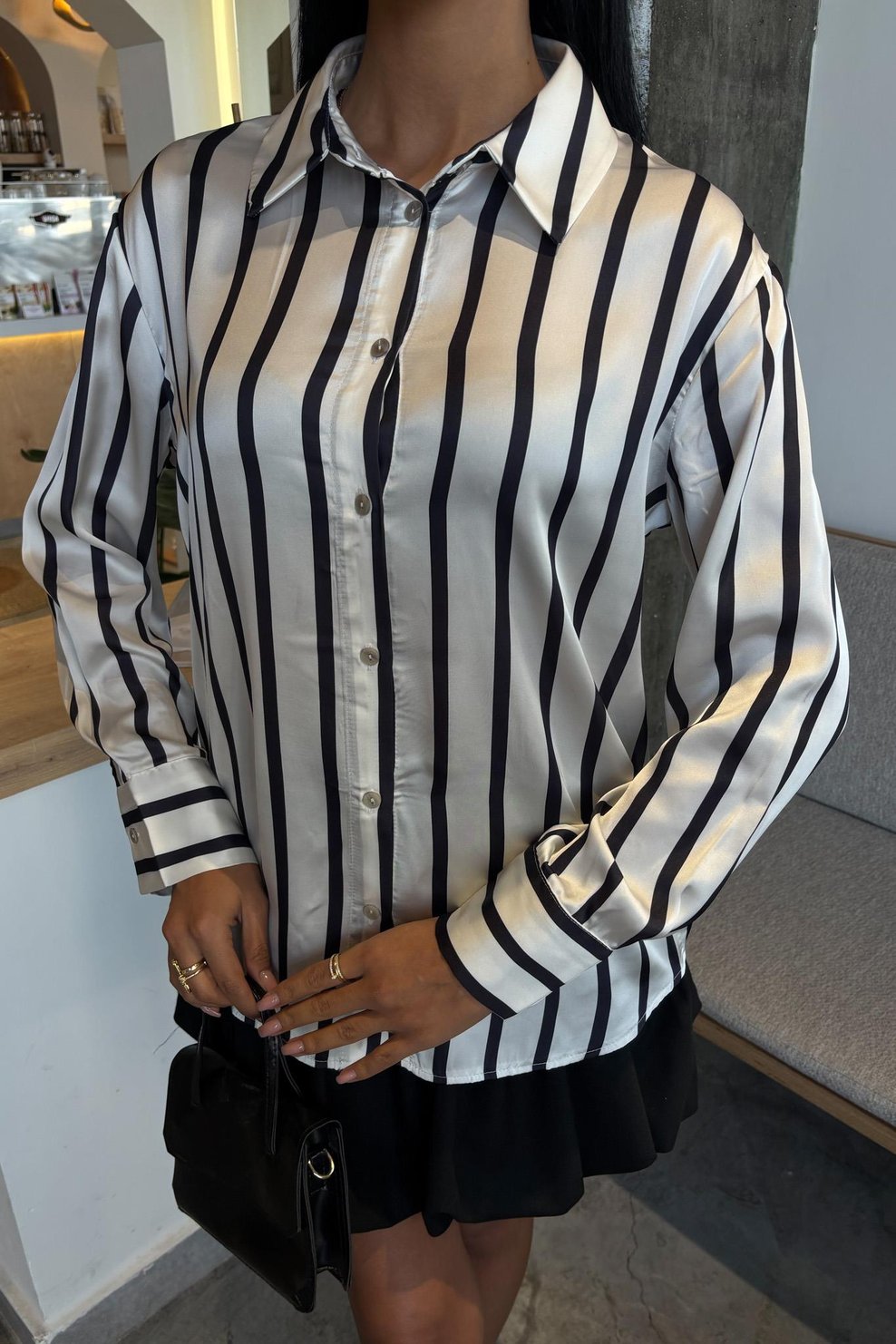 Pinstripe Satin Shirt