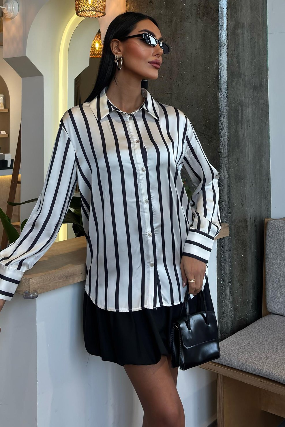 Pinstripe Satin Shirt