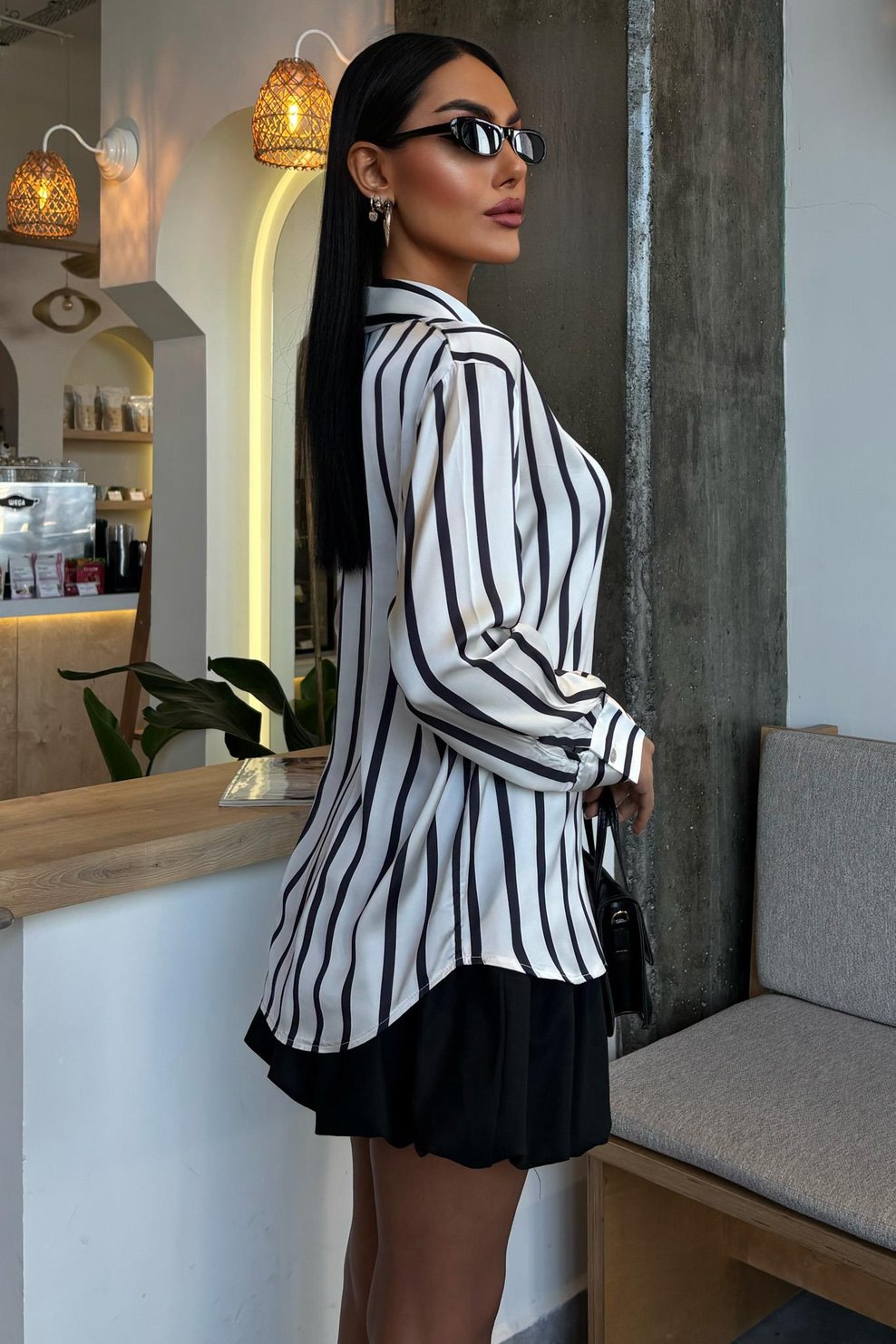 Pinstripe Satin Shirt