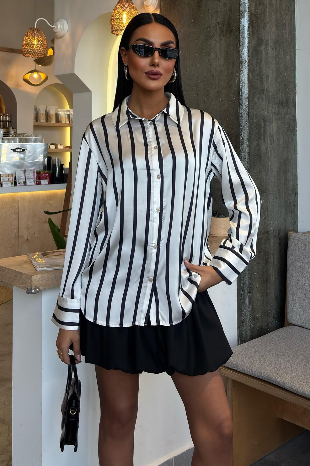 Pinstripe Satin Shirt