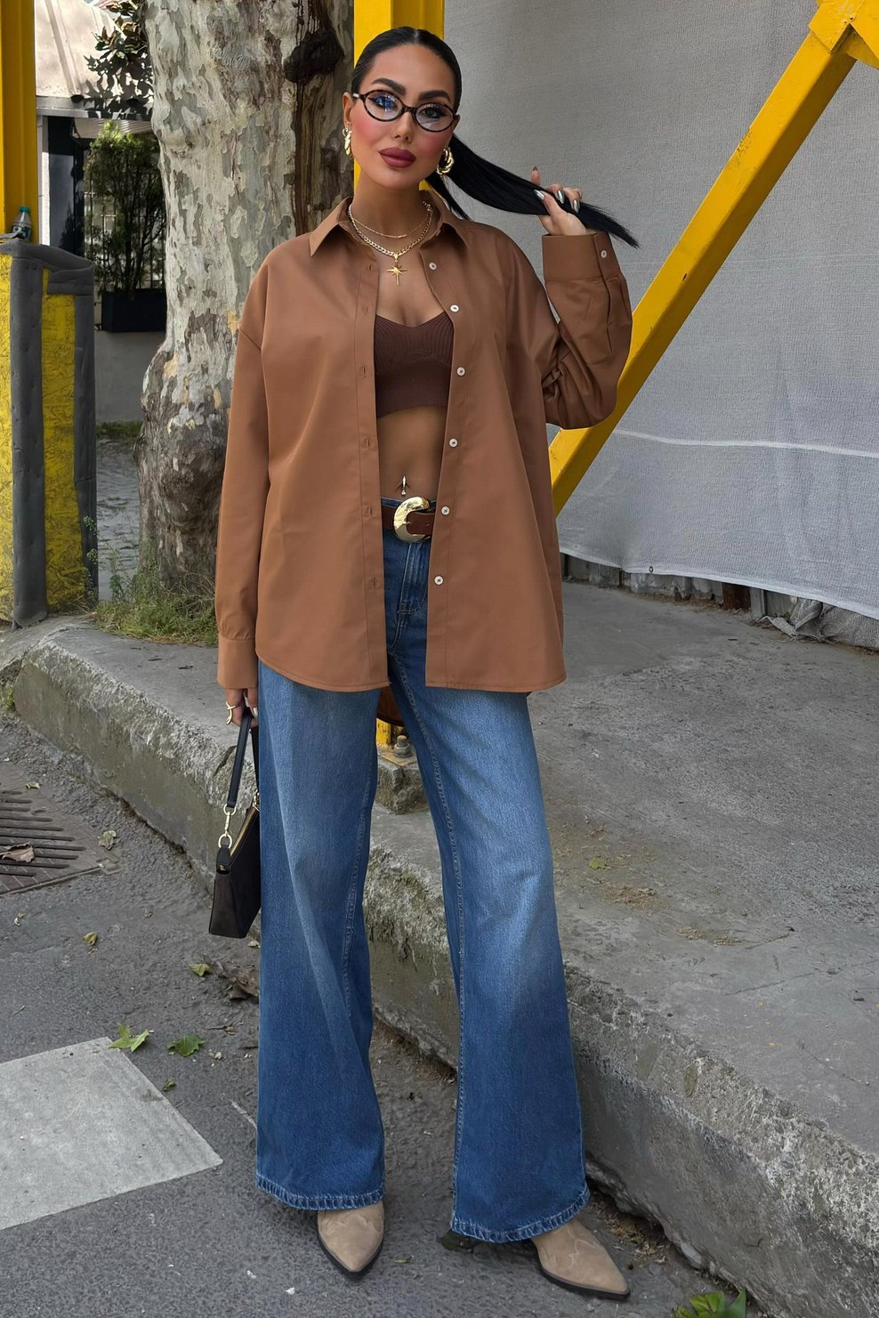 Classic Oversize Poplin Coffee Shirt