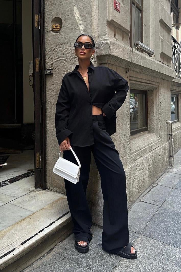 Larissa Striped Suit Black