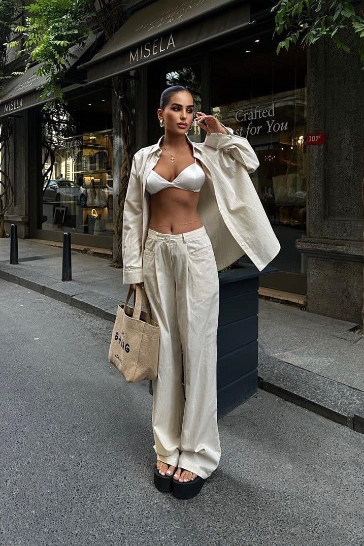 Larissa Striped Suit White