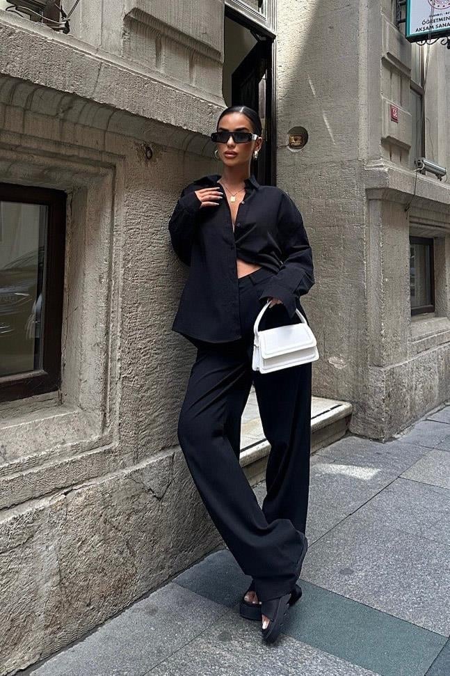 Larissa Striped Suit Black