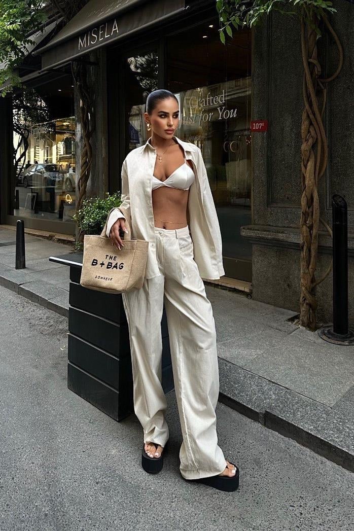 Larissa Striped Suit White