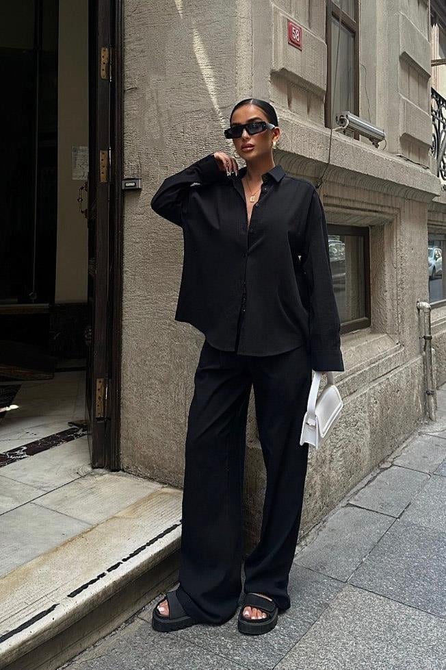 Larissa Striped Suit Black