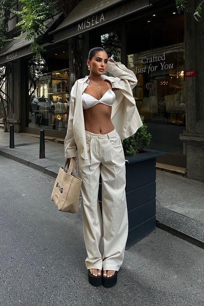 Larissa Striped Suit White