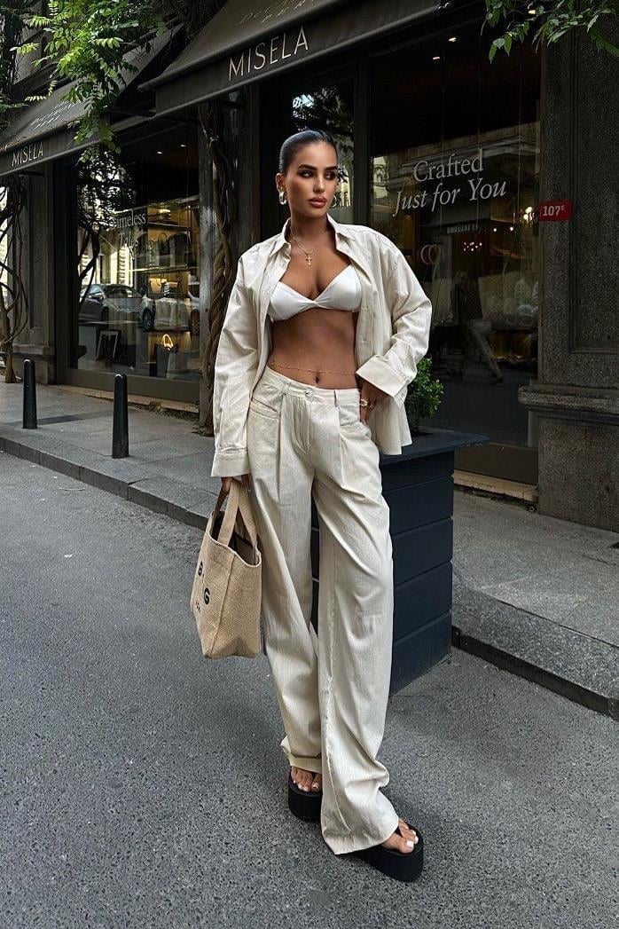 Larissa Striped Suit White