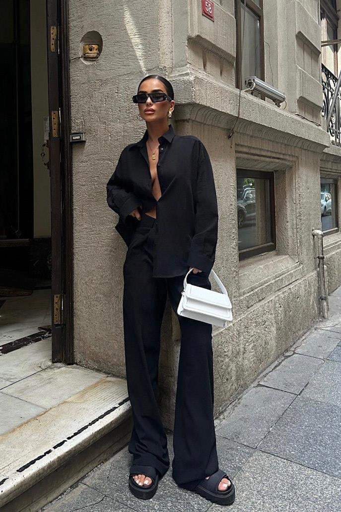 Larissa Striped Suit Black